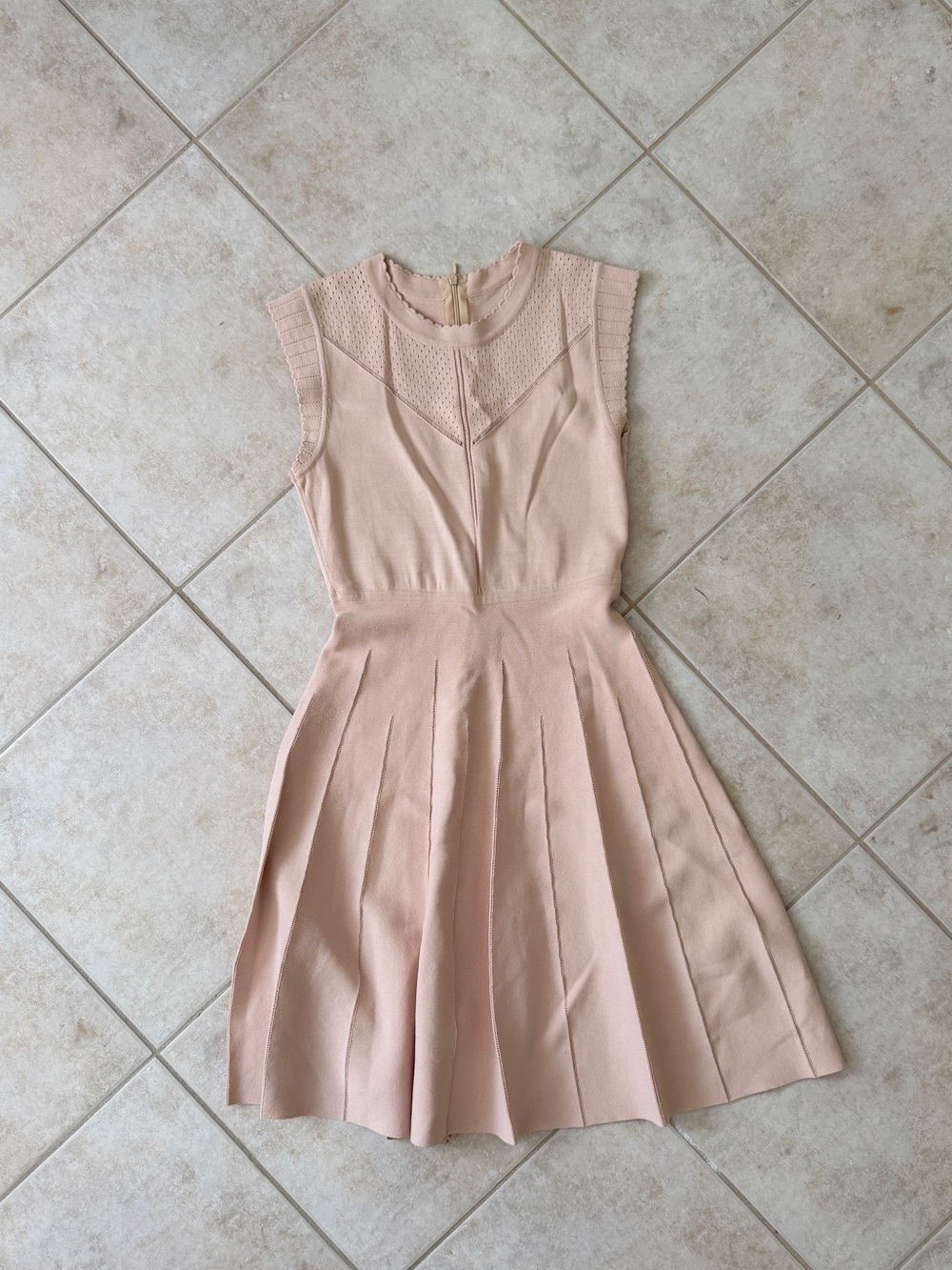 Sandro Blush Pink Sleeveless Pleated Midi Dress